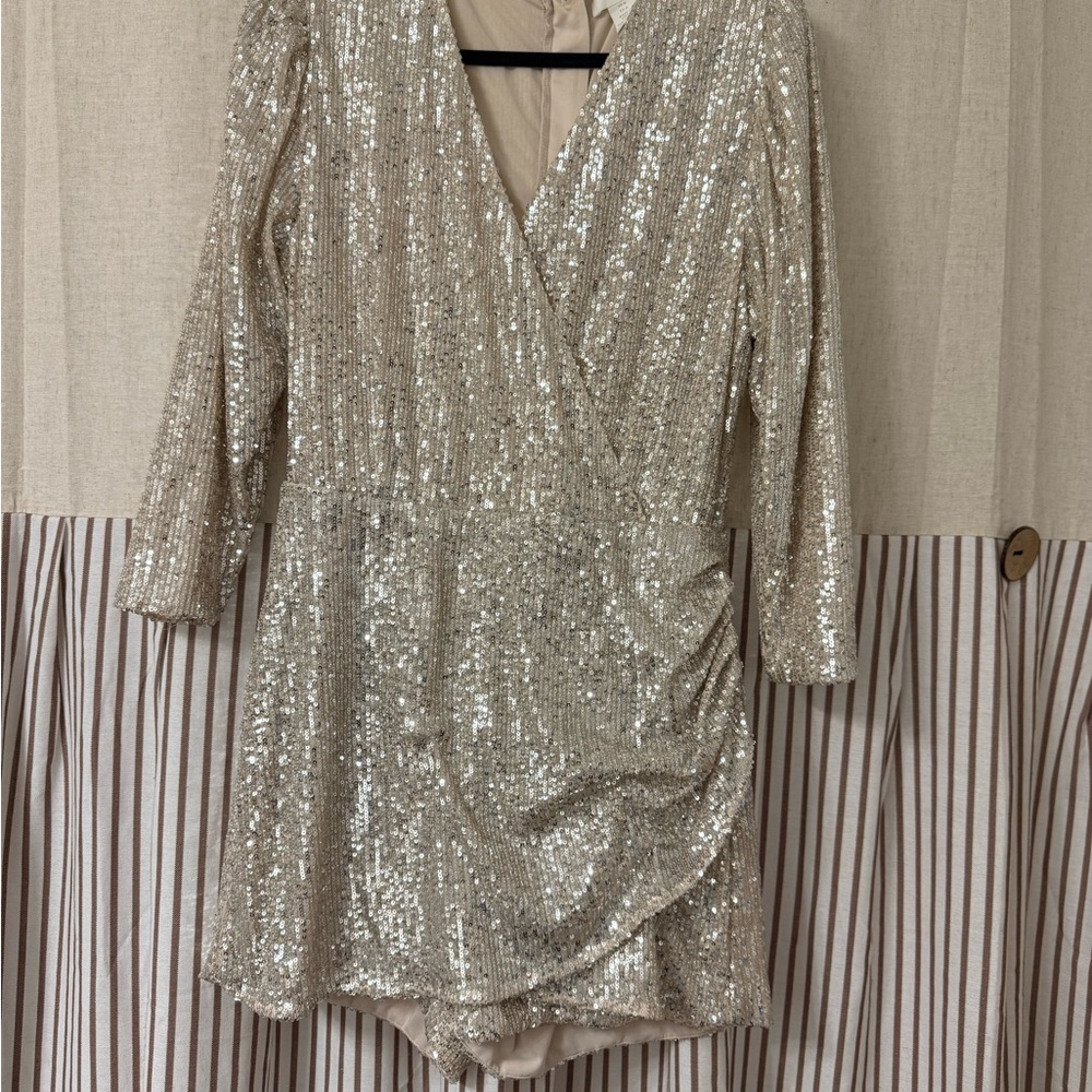 H&M Glittering Sequin Long Sleeve Skirt Dress